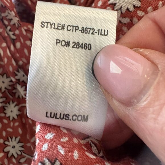 Lulu's Women's Terracotta Floral Print mini skirt and ruffled front tie top set - Picture 7 of 9